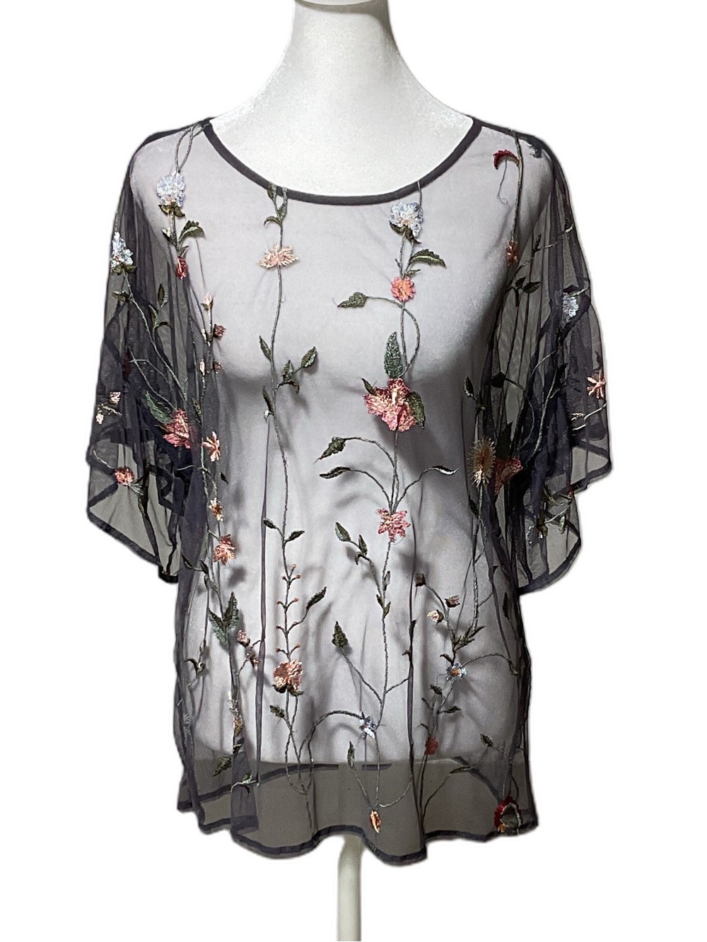 Lucky Brand Sheer Embroidered Blouse - Picture 3 of 11
